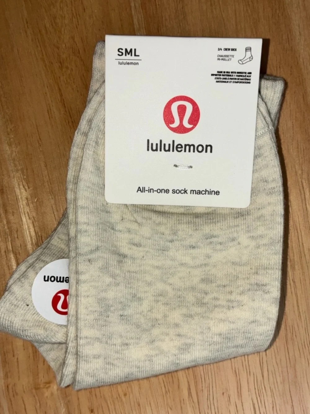 Lululemon 3/4 Crew Socks in Heathered Oatmeal - Size S/M (NWT)